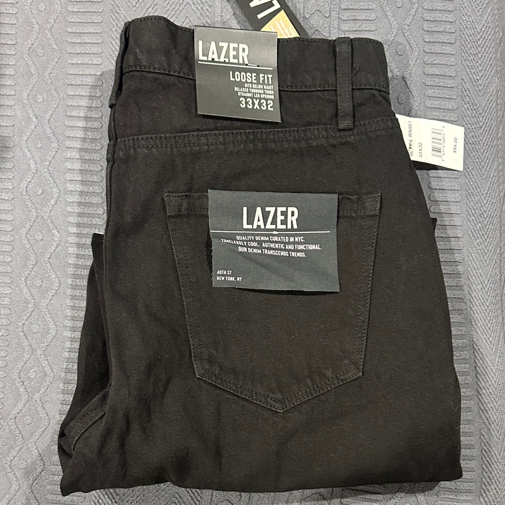 Lazer Men's Relaxed Fit Black Jeans